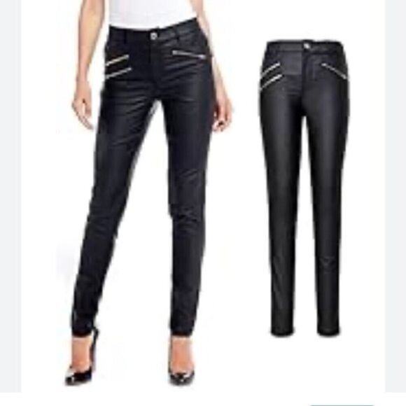 S P Y M Womens Stretchy Jeggings, Faux Leather Legging Pants with Pockets Medium - Picture 1 of 10